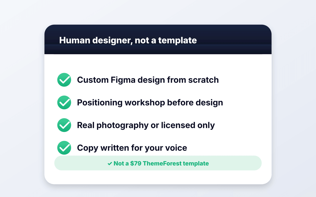 Real designer, not a template.