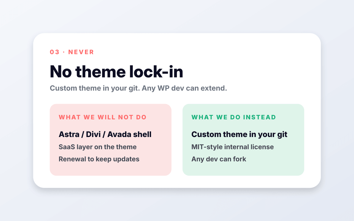 No theme lock-in.