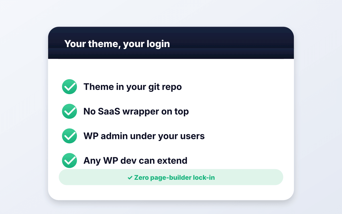 You own the theme and the codebase.