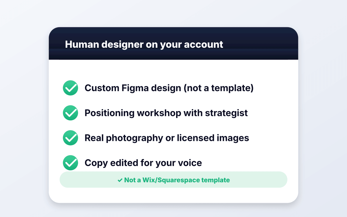 Real designer, not a template.