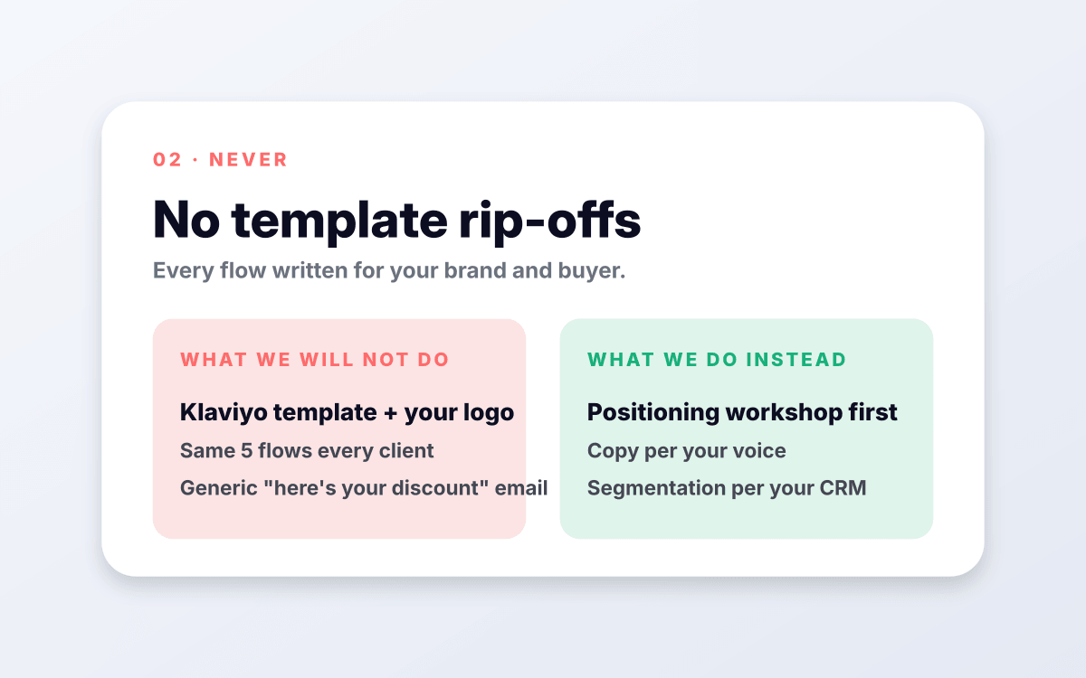 No template rip-offs.