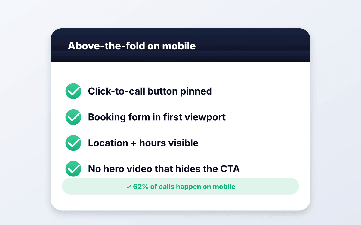 Mobile-first, click-to-call above the fold.
