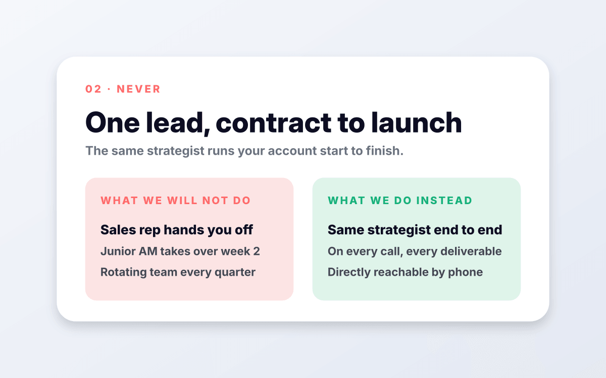 One lead, contract to launch.