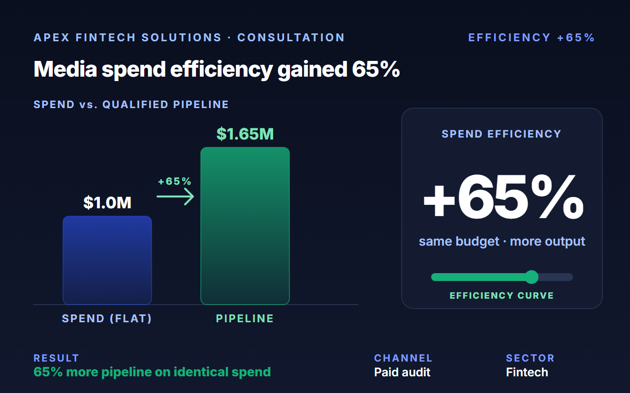 Improved Apex media spend efficiency 65% with an inbound-led marketing reset.