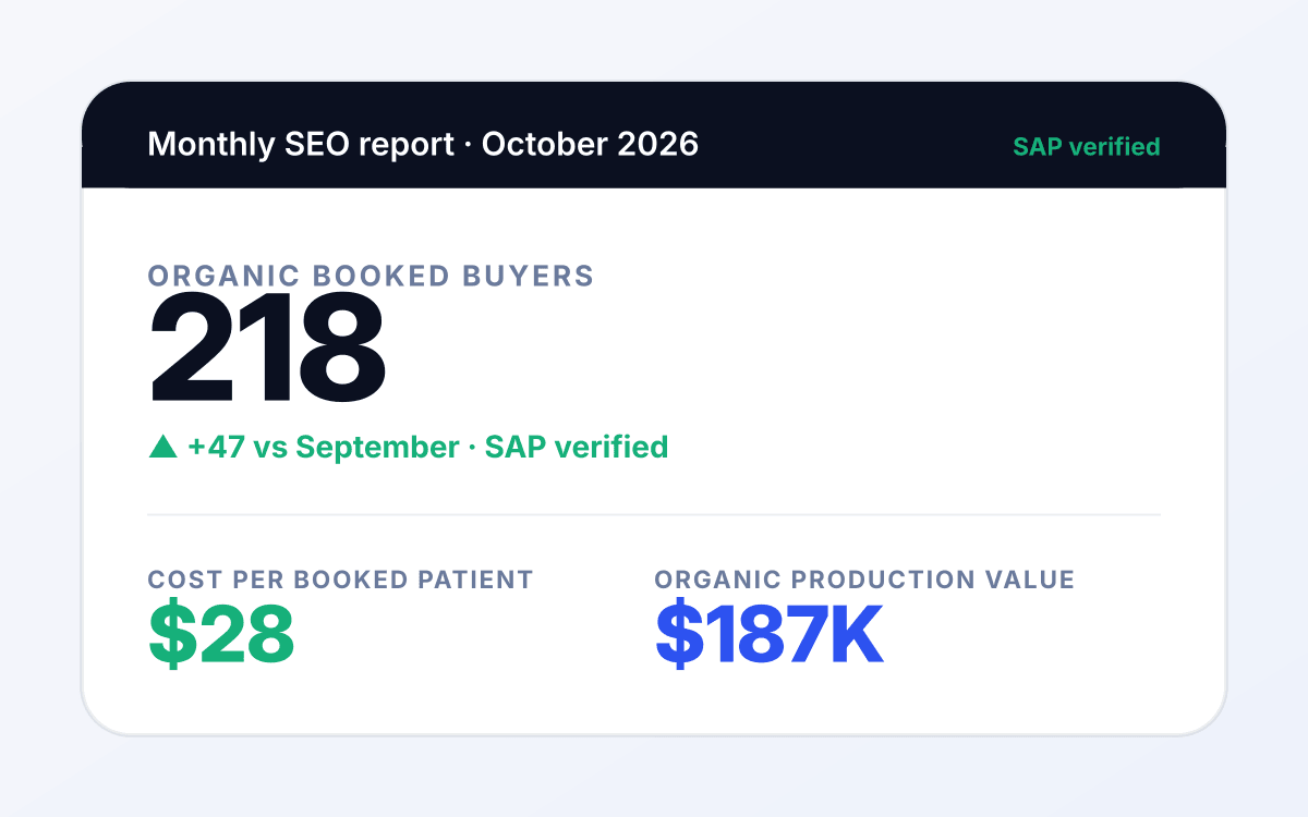 Manufacturing seo outcome 3 mockup: Reporting tied to qualified RFQs. for manufacturing services tied to quote request.
