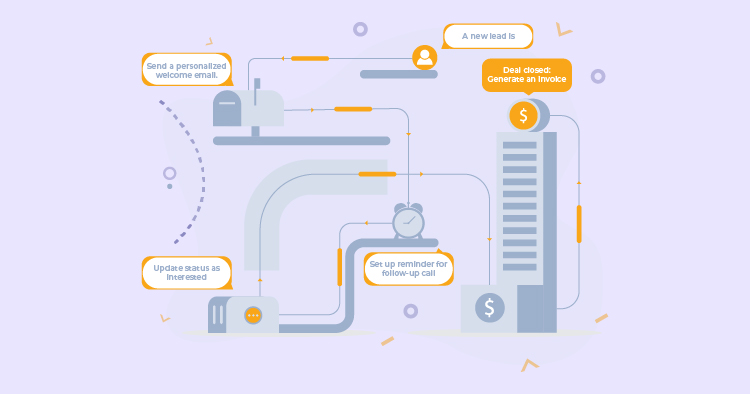 Infographic illustrating a financial process flow, featuring elements like a user, mailbox, bank building, and piggy bank, with arrows showing the progression of money management and transactions.