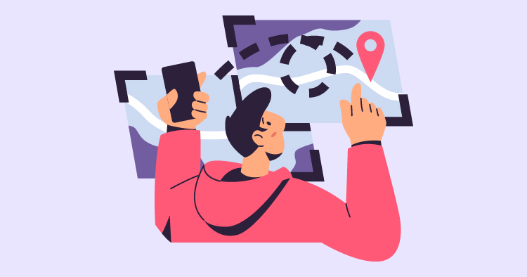 Person using a smartphone to navigate a digital map, showcasing modern technology in travel and location tracking.