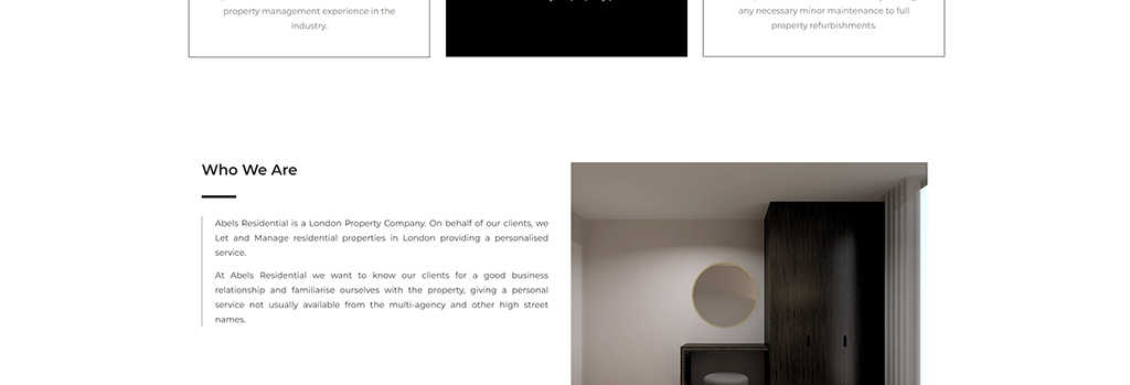 Modern interior of a London property managed by Abels Residential, showcasing stylish furnishings and a well-organized space, reflecting their personalized property management services.