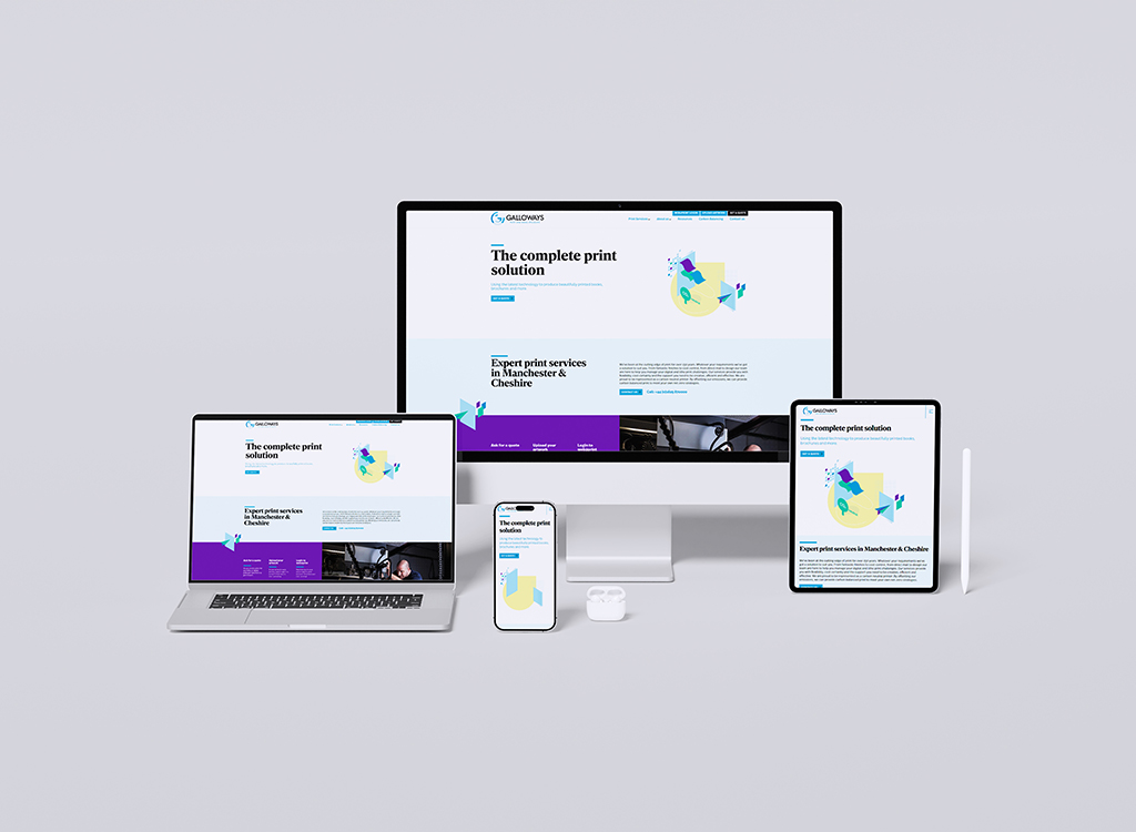 Image of multiple devices including a desktop monitor, laptop, tablet, and smartphone displaying a website titled 