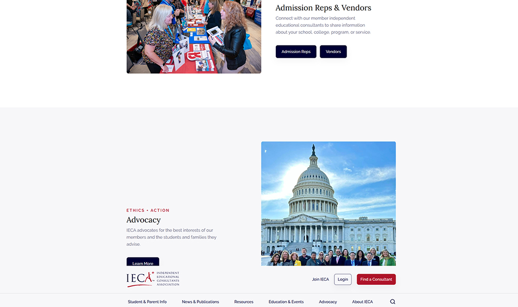 Group of educational consultants and advocates posing in front of the U.S. Capitol building, showcasing their commitment to supporting students and families.