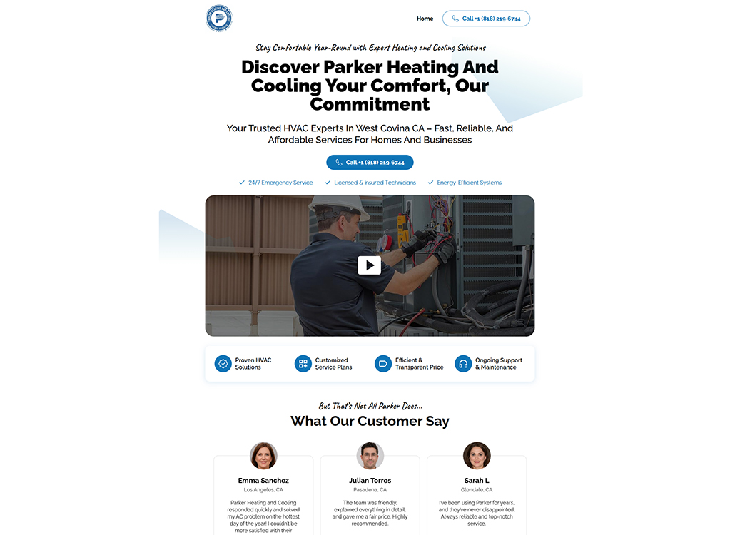 Alt text: Technician performing HVAC maintenance on a cooling unit, showcasing Parker Heating and Cooling's commitment to reliable and efficient heating and cooling services in West Covina, CA.