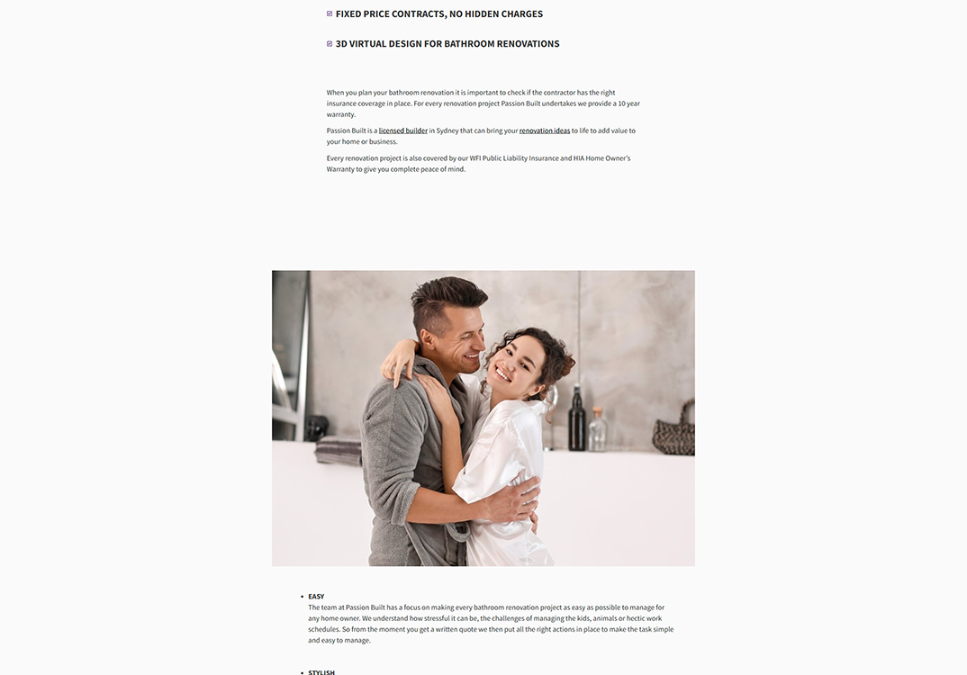 Happy couple embracing in a modern bathroom setting, showcasing a stylish and inviting atmosphere ideal for renovations.