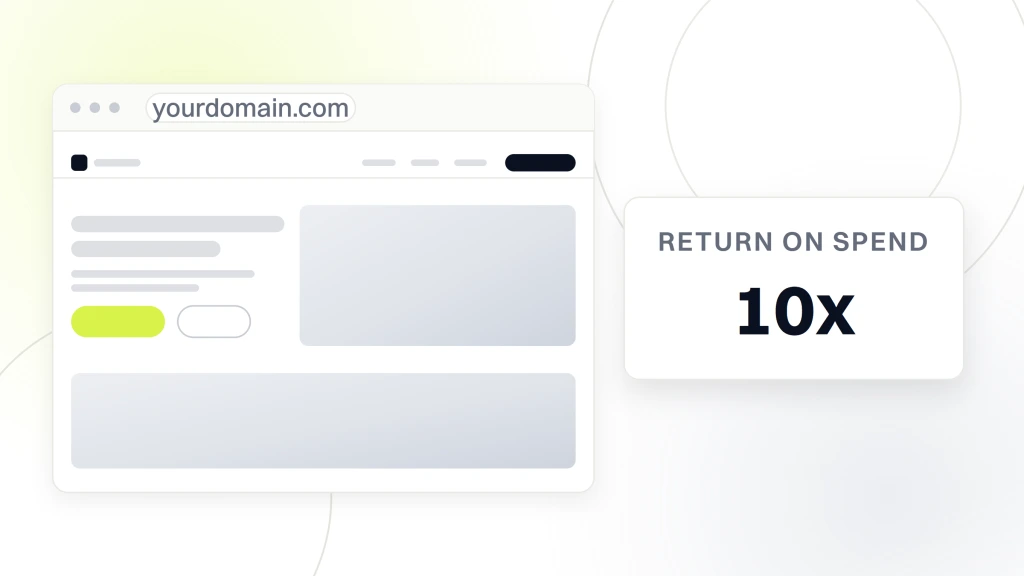 A manufacturer site in browser chrome with its photographic hero and a content band, beside a card reading 10x over the words return on spend, from a guide to beverage Manufacturing Web Design.