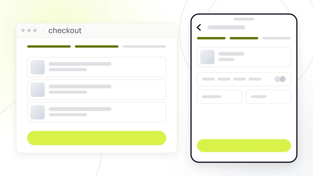 Fast Hosting for Pet Ecommerce. A checkout in browser chrome with a three step indicator on step two and four form fields under the heading your details, with the same checkout drawn on a handset in front of it.