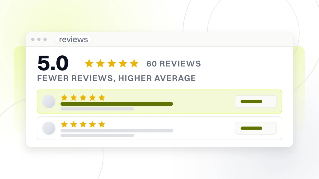 A review panel showing a 5.0 average with its stars and a 60 reviews count, and two review rows beneath it, from a guide to SEO for Pet Businesses.