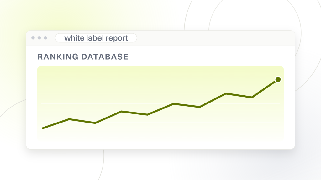 SEO software company. A reporting dashboard headed ranking database with a rising plot filling the window and no metric tiles under it.