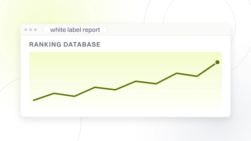 SEO software company. A reporting dashboard headed ranking database with a rising plot filling the window and no metric tiles under it.