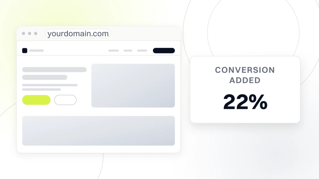 A product page in browser chrome with its photographic hero and a content band beneath it, beside a card reading 22% over the words conversion added, from a guide to web Design for Food and Beverage Companies.