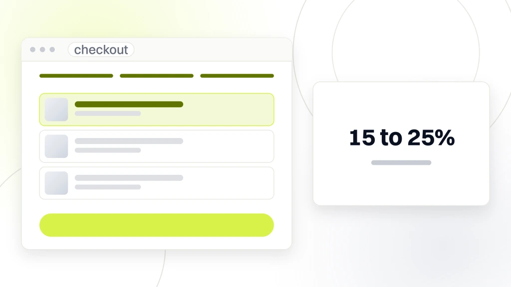 WebAR in Beverage Industry. A checkout window at the second of three steps with a three line cart and the card entry step open, beside a panel reading 15 to 25 percent average order value.