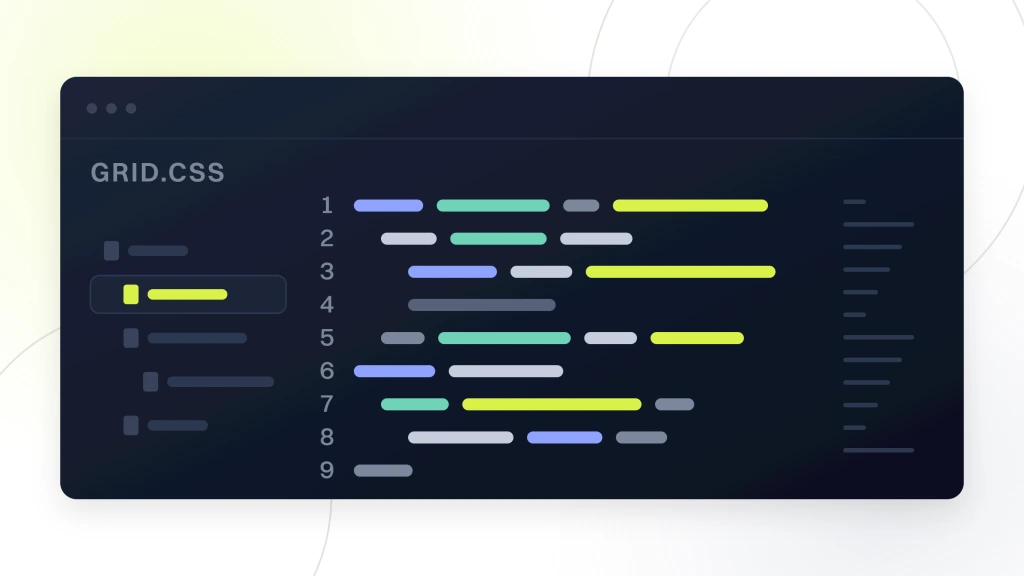 Responsive web design sample. A dark syntax-colored editor pane showing nine lines of stylesheet code as colored token runs, with its own window chrome.