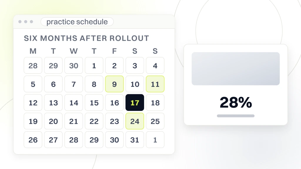 Dental online scheduling. A month grid of appointment availability in a window, beside a card reading 28% more new patient captures.