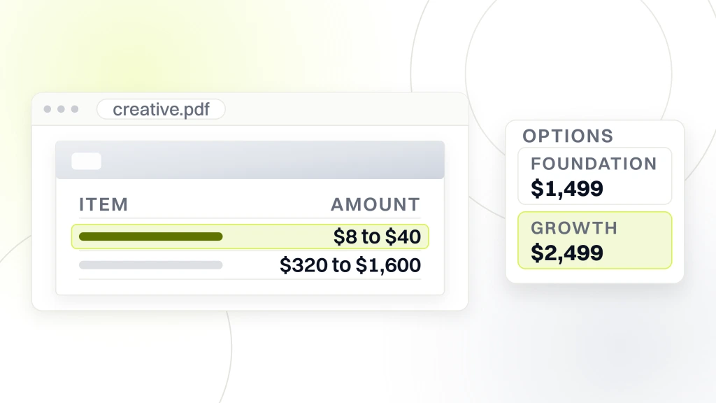 A document listing a seeding cost of $8 to $40 per creator and $320 to $1,600 for a forty creator cohort each quarter, beside two tier cards priced $1,499 and $2,499, from a guide to marketing Agency for Beauty Products.