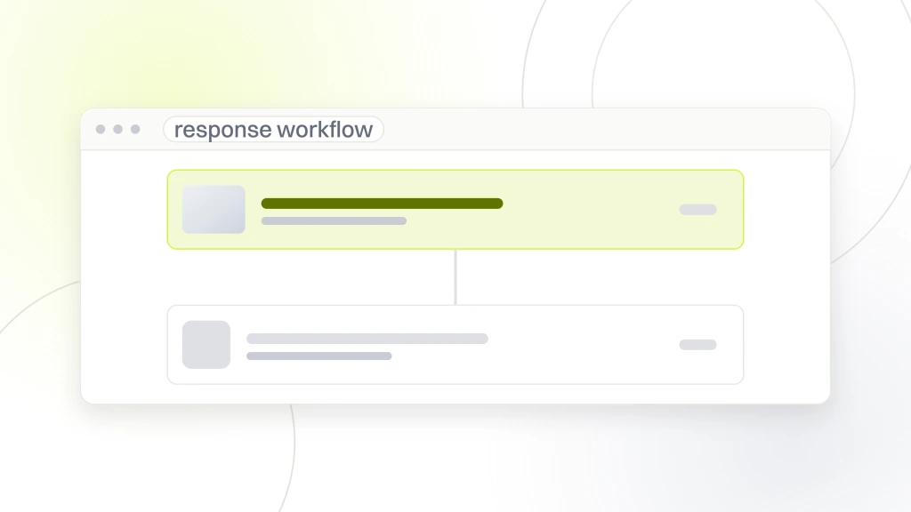 Dental review responses. A sequence builder window showing the step cards of the response workflow with the waits drawn between them, the first step live.