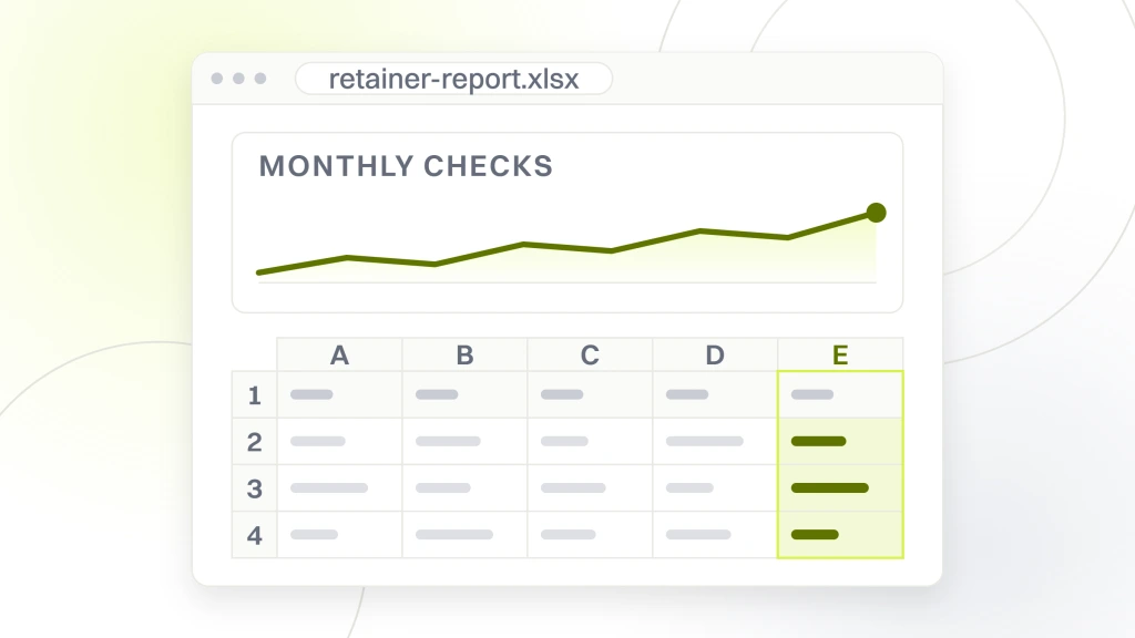 Beauty Brand Website Maintenance Retainer. A spreadsheet window with a chart across the top and the table of rows and columns it was built from beneath it.
