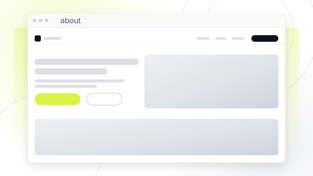 About us page SEO. A browser window holding an About page with its navigation, photographic hero and a band beneath, the page a buyer opens before deciding whether to get in touch.