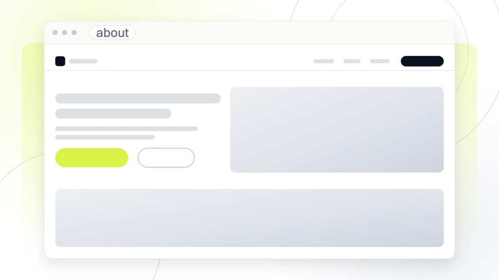 About us page SEO. A browser window holding an About page with its navigation, photographic hero and a band beneath, the page a buyer opens before deciding whether to get in touch.