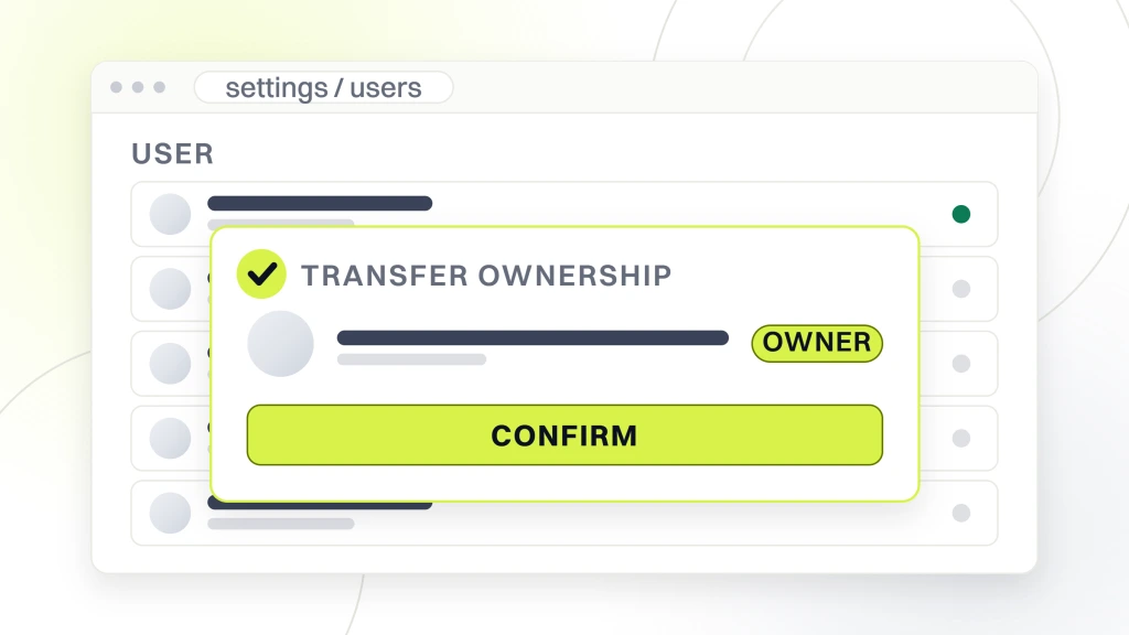 Benefits of Joining a DSO for Dental Career Advancement. An admin window with a confirmation dialog over the user table, showing ownership being handed from one seat to another.