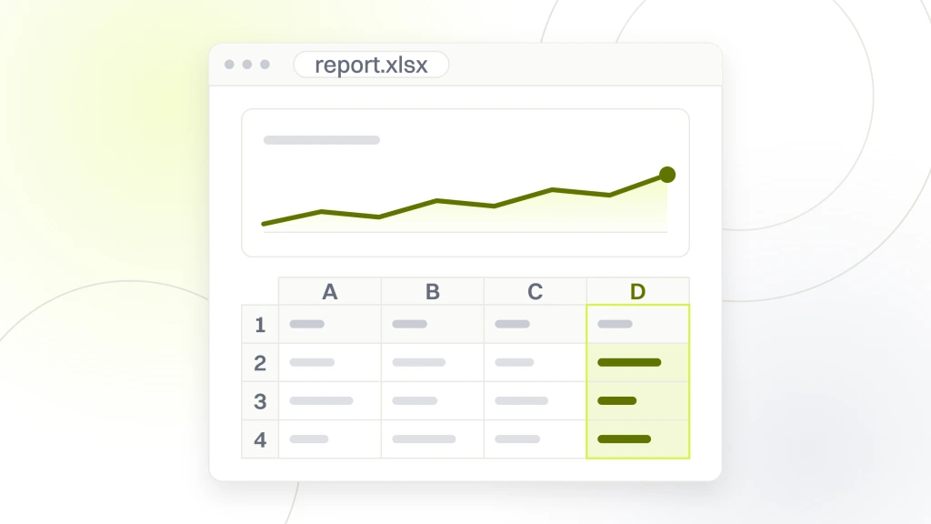 A spreadsheet window with a chart across the top and the four column table it was built from underneath, from a guide to ecommerce Marketing Agencies.
