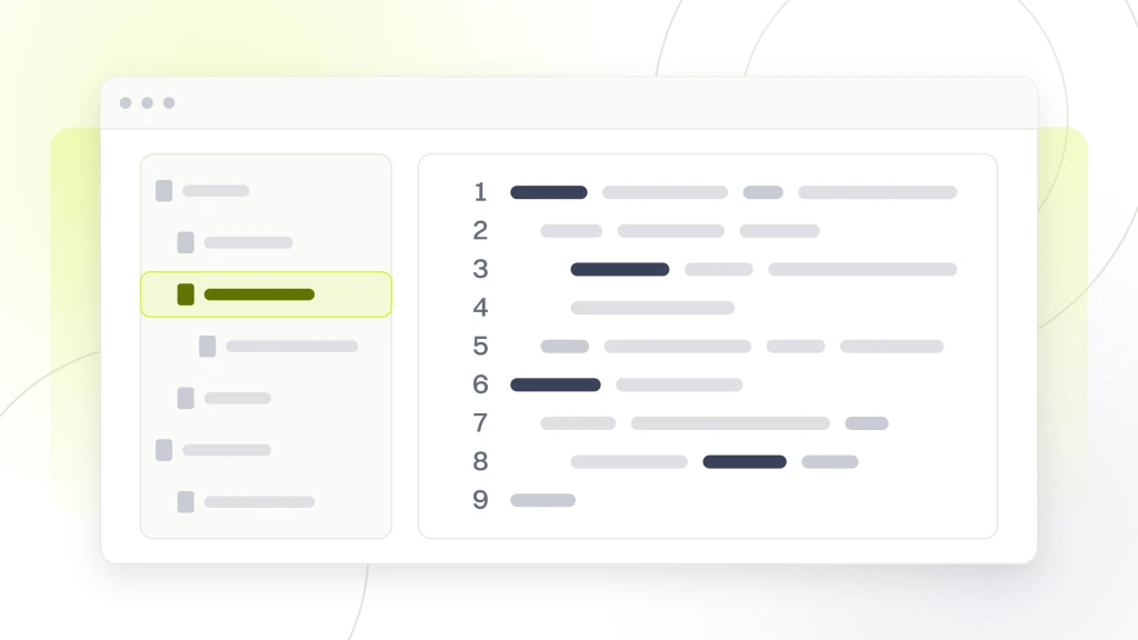 Webflow SaaS Website Design. A code editor window with a file tree on the left and ten lines of a collection definition on the right, one line highlighted.