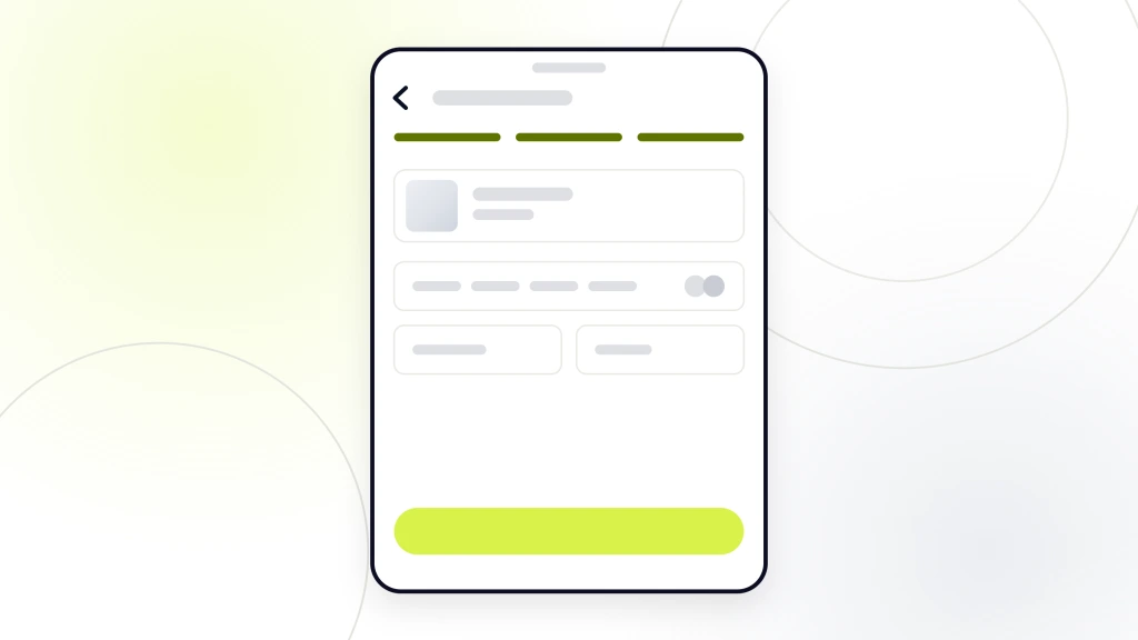Ecommerce SEO checklist. A phone held mid purchase, stopped on the card entry step of a checkout with its step rail above it, the one screen where the money actually changes hands.