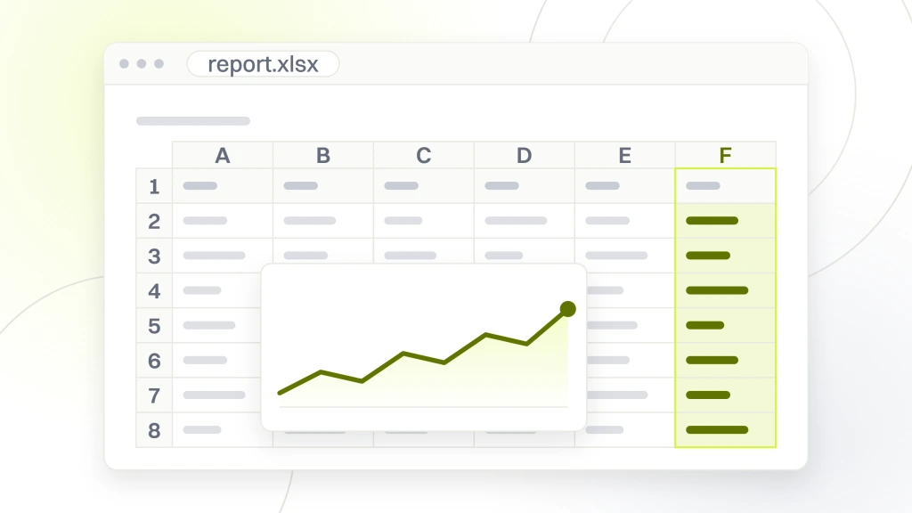 Link Building for Dental Websites. A spreadsheet window showing a six column backlink export of seven rows with a chart object sitting over the cells.