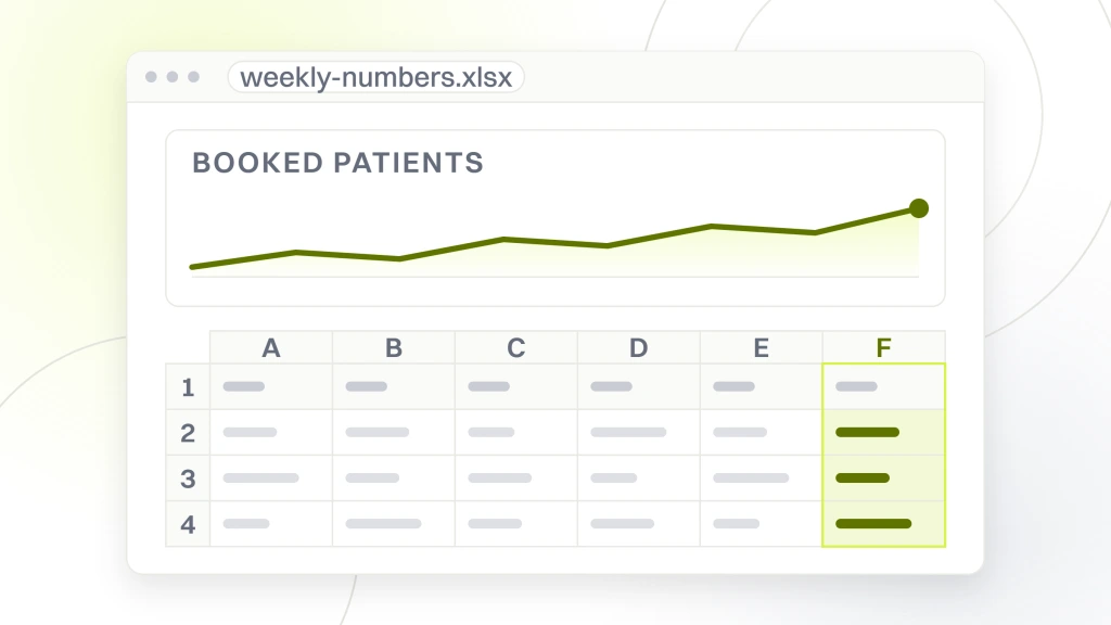 Marketing strategies for chiropractors. A spreadsheet window with a chart across the top and the table of rows and columns it was built from beneath it.