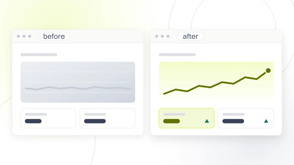 Two dashboard windows labeled before and after, the flat everyday curve on the left and the climbing drop-day curve on the right, from a guide to fashion Website Hosting.