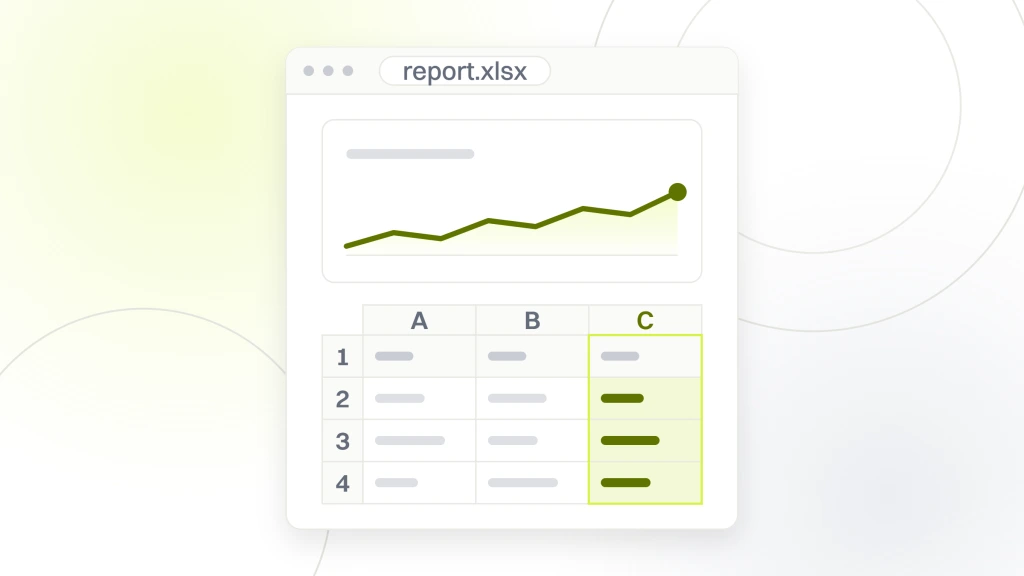 Criteria for hiring PPC agency B2B. A spreadsheet window with a chart across the top and the three column table of logged answers beneath it.
