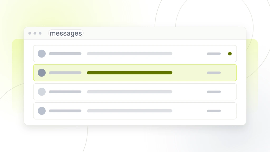 SMS Marketing for Chiropractors. A messaging window listing four sends with their sender and subject rules, one of them highlighted.