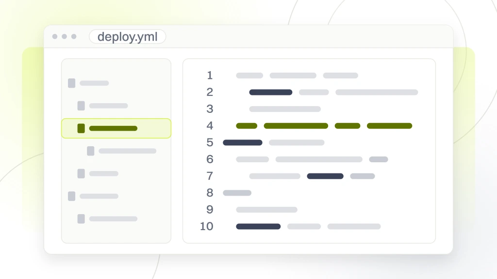 Ecommerce Website Maintenance Services. An editor window with a file tree rail on the left and a code pane on the right, one line highlighted in lime as the line being changed.
