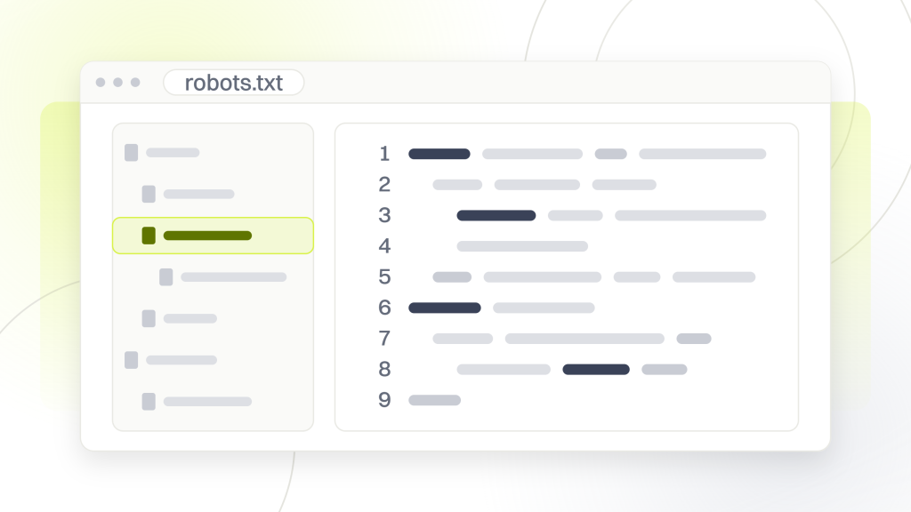 ChatGPT ecommerce SEO. A code editor with a file tree and seven lines in the pane, one of them highlighted, the single file every documented crawler rule is written into.