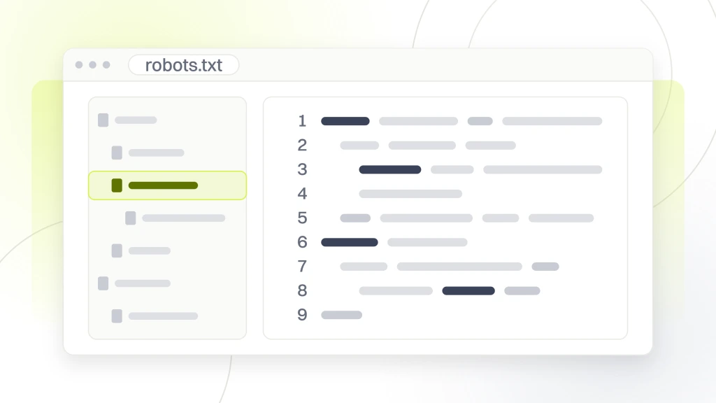 ChatGPT ecommerce SEO. A code editor with a file tree and seven lines in the pane, one of them highlighted, the single file every documented crawler rule is written into.