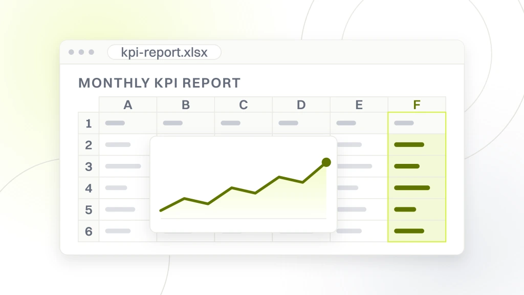 Chiropractor SEO Expert. A spreadsheet window showing a lettered column header, a numbered gutter and a grid of cells with the last column highlighted, a chart object sitting over the cells.