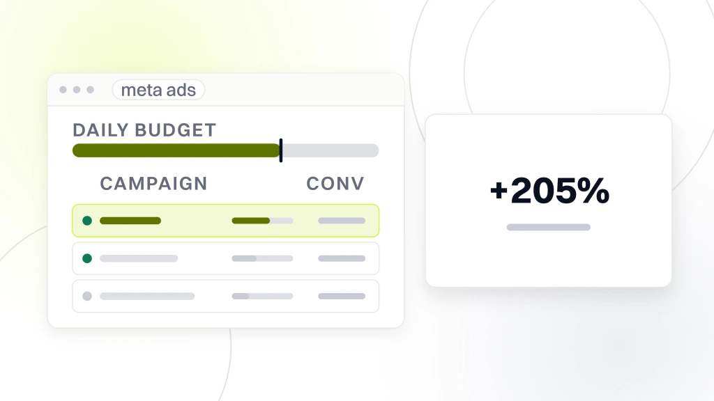 Facebook Marketing for Chiropractors. An ad account window with three campaign rows, beside a panel reading plus 205 percent under the label patient appointments.
