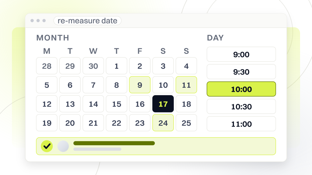 How long does SEO take. A booking screen with a date taken and a confirmation strip beneath it, the state a proposal should reach instead of naming a duration nobody publishes.