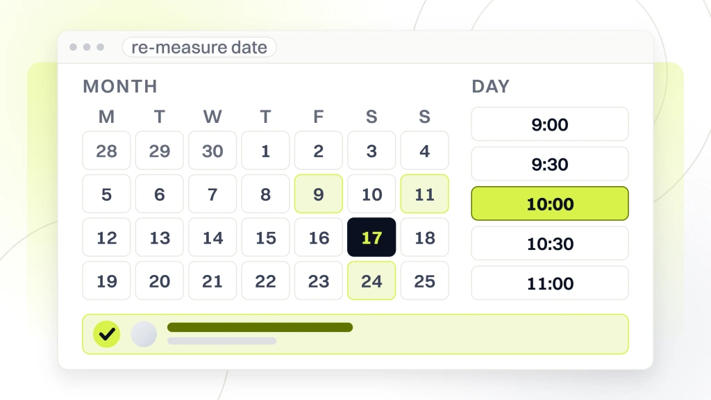 How long does SEO take. A booking screen with a date taken and a confirmation strip beneath it, the state a proposal should reach instead of naming a duration nobody publishes.