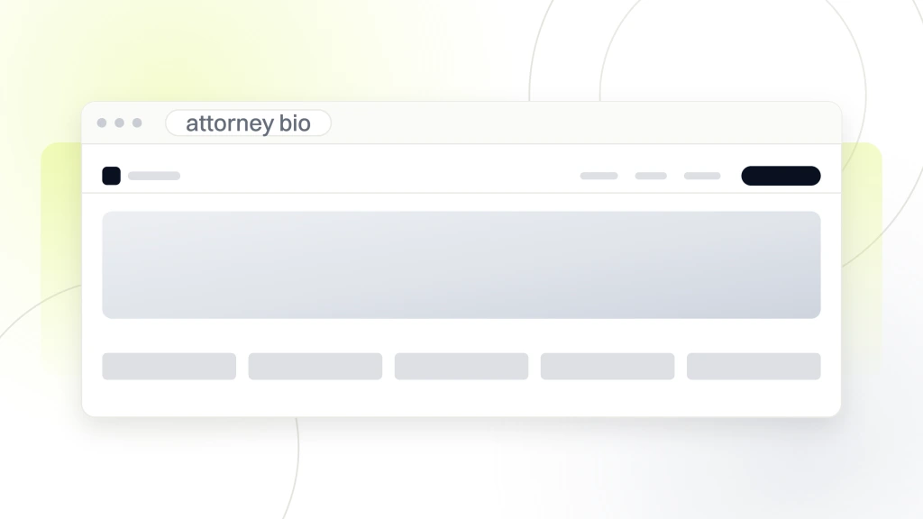 SEO audit for law firms. A browser window holding an attorney biography page with a phone build of the same page in front of it, the page type most firm audits skip.