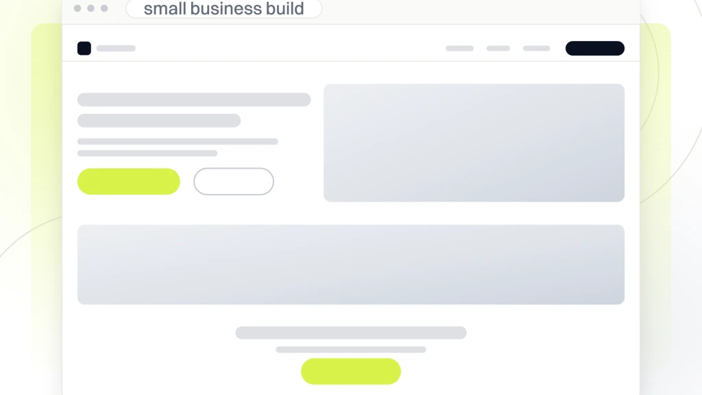Affordable Web Design Services for Small Business. A browser window showing a small business site with a navigation bar, a photographic hero, a trust band and a call to action band.