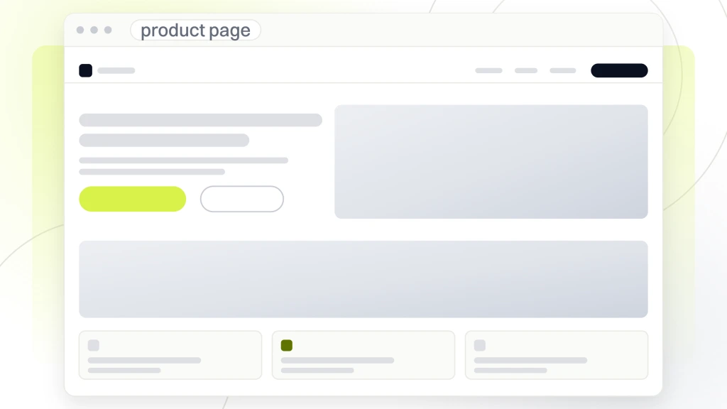 A product page in browser chrome showing a nav, a hero image, an editorial band and a row of related product cards, from a guide to content Marketing Strategy for Ecommerce.