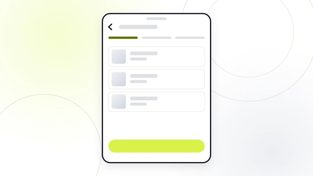 A handset showing a store cart screen with its step indicator, product lines and the checkout button at the foot, from a guide to pet Business Web Design.